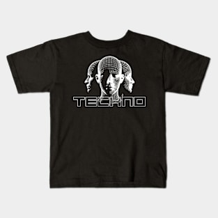 techno heads design Kids T-Shirt